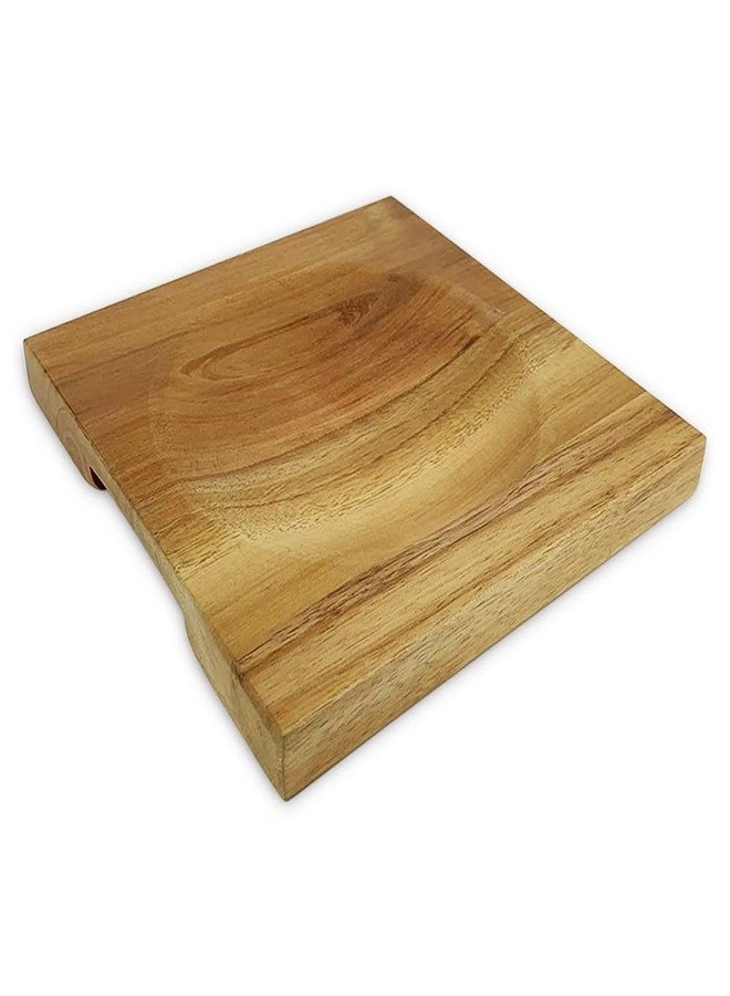 FTONENI Mezzaluna Cutting Board Bowl, Ulu Chopping Bowl, Concave Cutting Board, Wooden Bowl for Mincing Vegetables, Acacia Wood Cutting Block with Hollow Center 8" x 8" (Without Knives) - CXD00 - Image 1